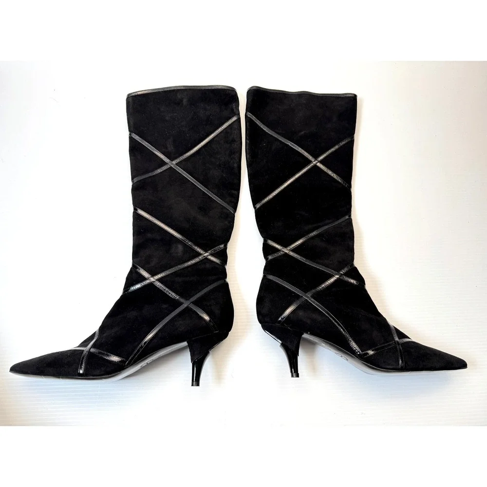 Georgina Goodman Suede Kitten Heel Boots Women 40 US‎ 9? NWOB Art to wear RARE